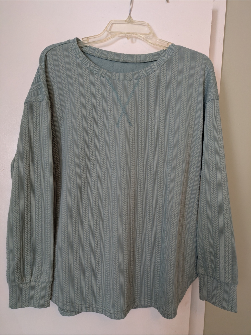 Light Green Striped Long Sleeve Top